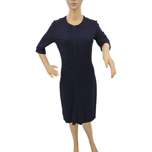 DVF Diane Von Furstenberg Career Midi Dress 6 Stretch Half Sleeve Blue Zippers - Picture 5 of 16